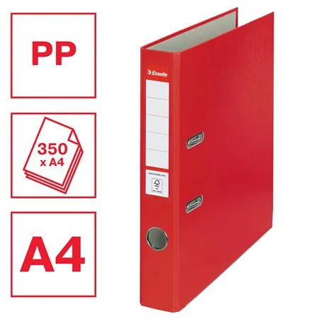 Pákový šanón, 50 mm, A4, PP/kartón, ochranné spodné kovanie, ESSELTE "Economy", červený 2