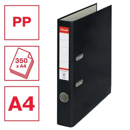 Pákový šanón, 50 mm, A4, PP/kartón, ochranné spodné kovanie, ESSELTE "Economy", čierny 2