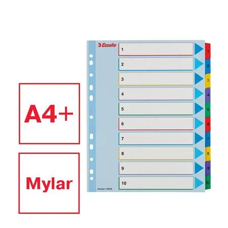 Register, laminovaný kartón, A4 Maxi, 1-10, prepisoavteľný, ESSELTE 2