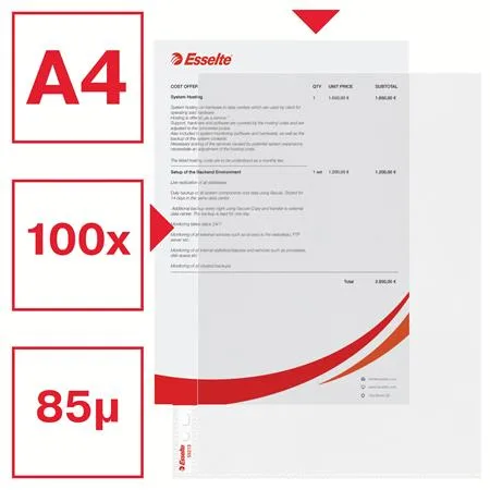 Euroobal, s otvorom zhora a na vnútornej strane,  A4, 85 mikr., drsný povrch, ESSELTE 2