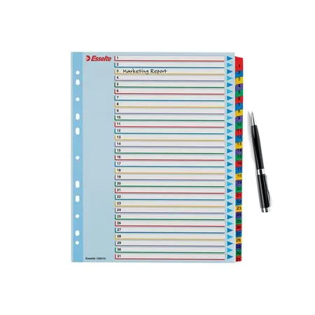 Register, laminovaný kartón, A4 Maxi, 1-31, prepisovateľný, ESSELTE 4