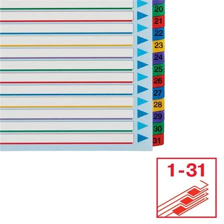 Register, laminovaný kartón, A4 Maxi, 1-31, prepisovateľný, ESSELTE 5
