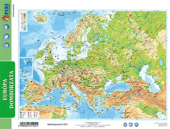 Učebná pomôcka, A4, STIEFEL "Európa domborzata/Európa vaktérképpel" - "Pohoria Európy/Slepá mapa Európy" - výrobok v MJ 2