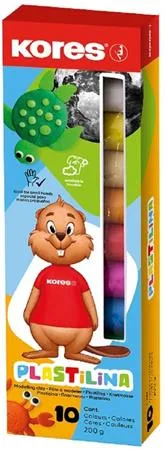 Plastelína, 200 g, 10 farieb, KORES "Plastilina" 2