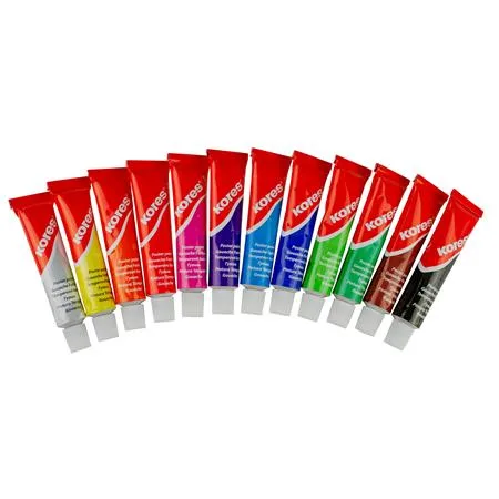 Sada temperových farieb, 12 ml, KORES, 12 rôznych farieb 2