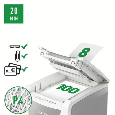 Skartovací stroj, konfety, 100 listov, LEITZ "IQ AutoFeed SmallOffice 100 P4 Pro" 8