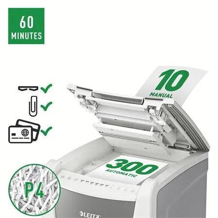 Skartovací stroj, konfety, 300 listov, LEITZ "IQ AutoFeed Office 300 P4 Pro" 8