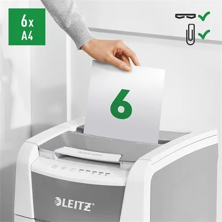 Skartovací stroj, mikrokonfety, 100 listov, LEITZ "IQ AutoFeed SmallOffice 100 P5 Pro" 5