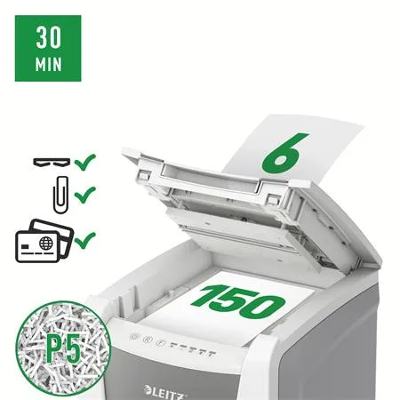 Skartovací stroj, mikrokonfety, 150 listov, LEITZ "IQ AutoFeed Office 150 P5 Pro" 5