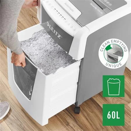 Skartovací stroj, mikrokonfety, 300 listov, LEITZ "IQ AutoFeed Office 300 P5 Pro" 4