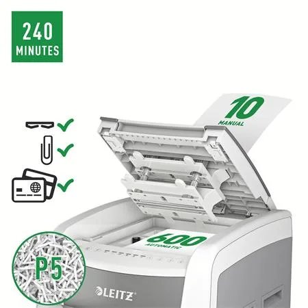 Skartovací stroj, mikrokonfety, 600 listov, LEITZ "IQ AutoFeed Office 600 P5" 9