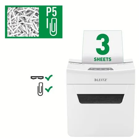 Skartovací stroj, mikrokonfety, 3 listy, LEITZ "IQ Protect 3M" 7