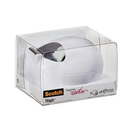 Dispenzor na lepiacu pásku, stolový, tvar: kameň, 3M SCOTCH, biely 2