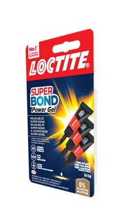 Sekundové lepidlo, gél, 3 x 1 g, HENKEL "Loctite Super Bond POWER Gél Mini Trio" 2
