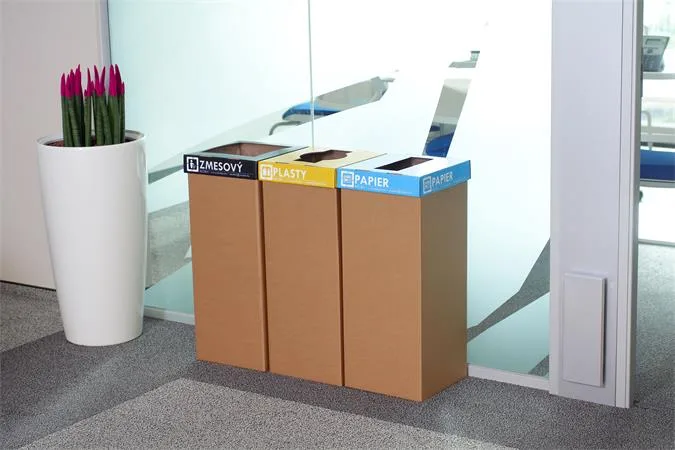 Odpadkový kôš na triedený odpad, recyklovaný, SK popis, 50 l, RECOBIN "Office", žltá 2