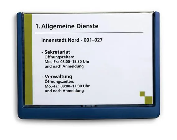 Informačná tabuľka, 148,5x210 mm, DURABLE "CLICK SIGN", modrá 2