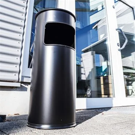 Odpadkový kôš, ohňovzdorný, okrúhly, s popolníkom, DURABLE "Safe", čierna 3