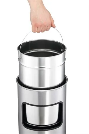 Odpadkový kôš, ohňovzdorný, okrúhly, s popolníkom, DURABLE "Safe", strieborná 3