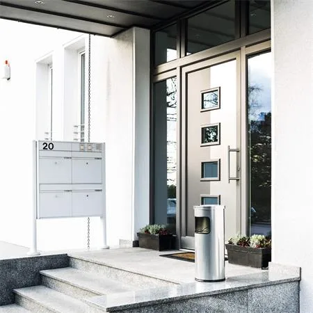 Odpadkový kôš, ohňovzdorný, okrúhly, s popolníkom, DURABLE "Safe", strieborná 4