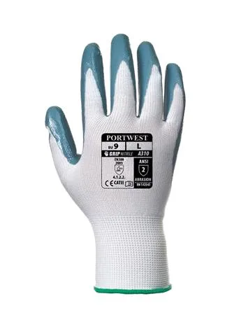 Precízne montážne rukavice, nitrilové, veľkosť: M, „Flexo Grip“, sivé-biele 2