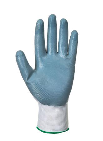 Precízne montážne rukavice, nitrilové, veľkosť: M, „Flexo Grip“, sivé-biele 3