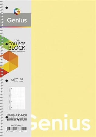 Špirálový zošit, linajkový, A4, 80 listov, PP obal, SHKOLYARYK "Genius Pastel", mix 2
