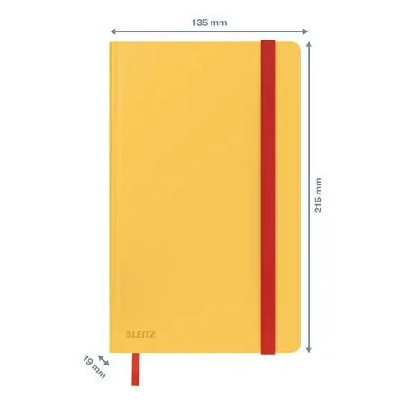 Záznamová kniha, A5, štvorčeková, 80 listov, tvrdá obálka, LEITZ "Cosy Soft Touch", teplá žltá 6
