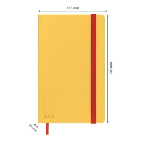 Záznamová kniha, A5, linajková, 80 listov, tvrdá obálka, LEITZ "Cosy Soft Touch", teplá žltá 6