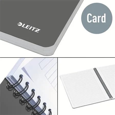 Blok, A4, linajkový, 90 listov, laminovaná kartónová obálka, LEITZ "Office", sivá-modrá 3