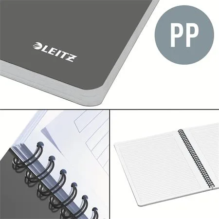 Blok, A5, linajkový, 90 listov, PP obálka, LEITZ "Office", sivá-modrá 3
