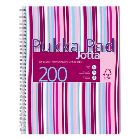 Špirálový zošit, A4+, linajkový, 100 strán, PUKKA PAD "Stripe Jotta" 2