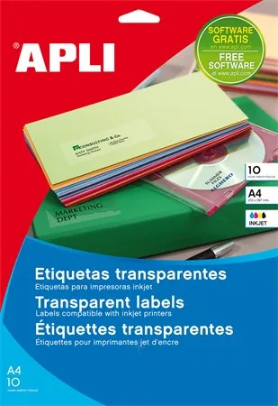 Etikety, 105x148 mm, polyester, APLI, priehľadné, 40 etikiet/bal 2