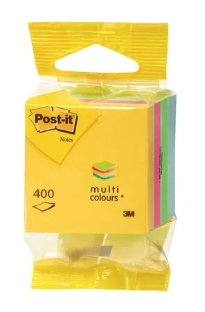 Samolepiaci bloček, 51x51 mm, 400 listov, blister, 3M POSTIT, ultra farby 2