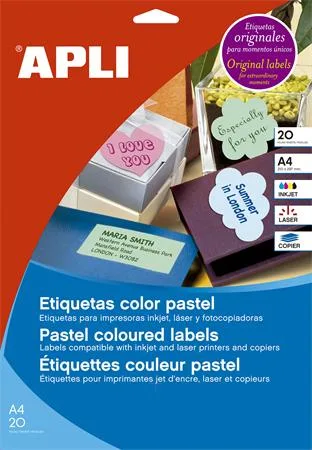 Etikety, 70x37 mm, farebné, APLI, pastelovo ružové, 480 etikiet/bal 2