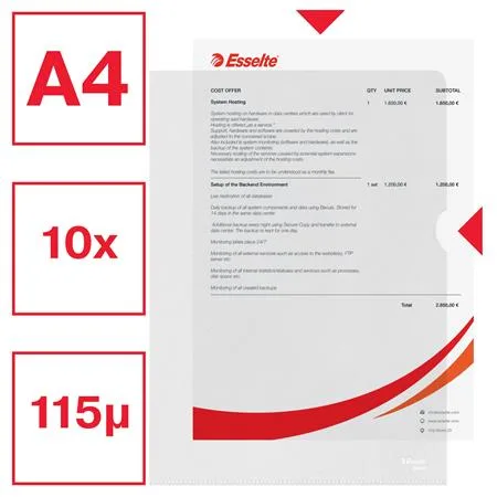 Obal, "L", A4, 105 mikr., drsný povrcht, ESSELTE "Standard" 2