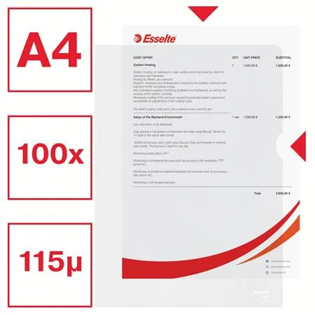 Obal, "L", A4, 115 mikr., drsný povrch, ESSELTE "Standard" 2
