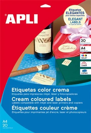 Etikety, 97x67,7 mm, farebné, APLI, krémové, 160 etikiet/bal 2