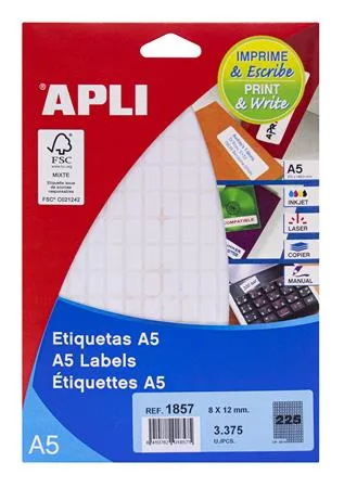 Etikety, 8x12 mm, zaoblené rohy, na liste formátu A5, APLI, 3375 etikiet/bal 2