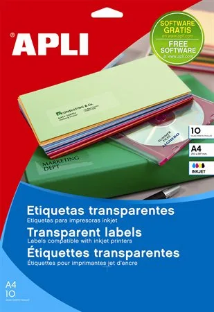 Etikety, 99,1x38,1 mm, polyester, zaoblené rohy, APLI, priehľadné, 140 etikiet/bal 2