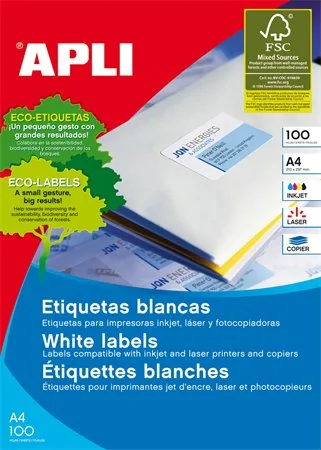 Etikety, univerzálne, 99,1x139 mm, zaoblené rohy, APLI, 400 etikiet/bal 2