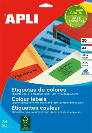 Etikety, 105x37 mm, farebné, APLI, modré, 320 etikiet/bal 2