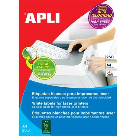 Etikety, do laserových tlačiarní, 70x37 mm, APLI, 6000 etikiet/bal 2