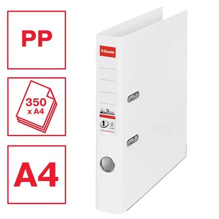 Pákový šanón, 50 mm, A4, PP/PP, s ochranným spodným kovaním, ESSELTE "Standard", Vivida biely 2