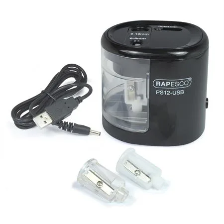 Strúhadlo, 2 otvory, stolové, elektrické, USB konektor, RAPESCO"PS12-USB", čierna 3