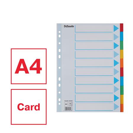 Register, kartónový, A4, 10 dielny, popisovateľná predná strana, ESSELTE "Standard", farebný 2