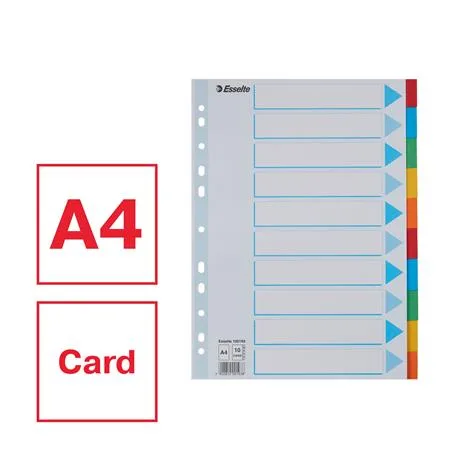 Register, kartónový, A4, 10 dielny, popisovateľná predná strana, ESSELTE "Standard", farebný 2