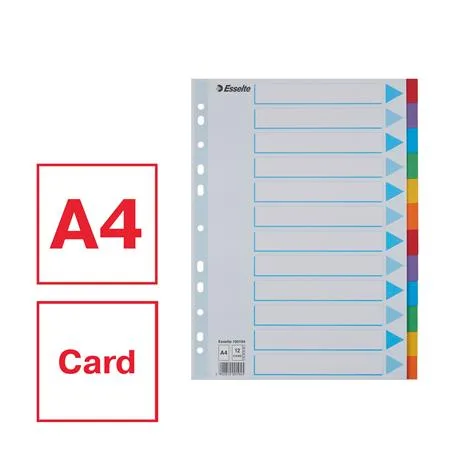 Register, kartón, A4, 12 dielny, popisovateľná predná strana, ESSELTE "Standard", farebný 2