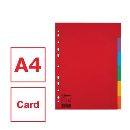 Register, kartónový, A4, 6 dielny, ESSELTE "Economy", farebný 2