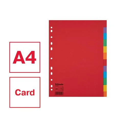 Register, kartónový, A4, 12 dielny, ESSELTE "Economy", farebný 2