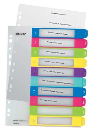 Register, plastový, A4 Maxi, 1-10, LEITZ "Wow" 4